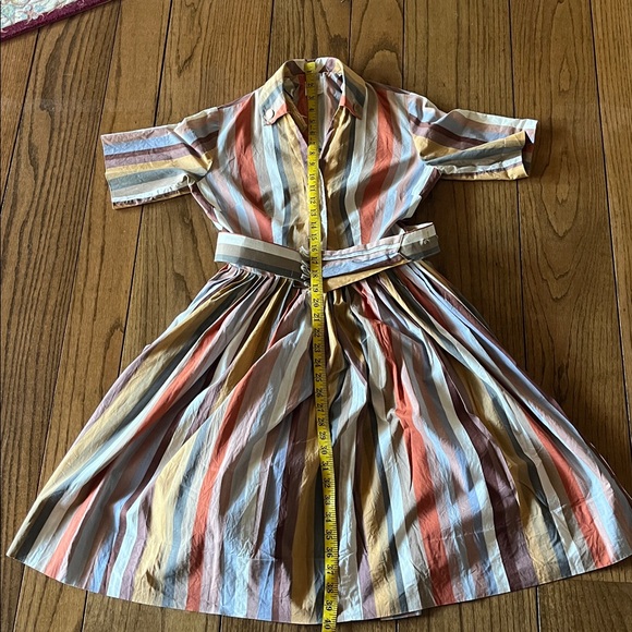 Vintage Carol Craig Striped Multicolor Midi Dress with Belt - Picture 13 of 14